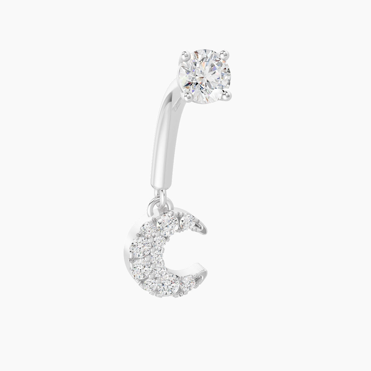 Luna | 18k White Gold 8 mm Moon Diamond Rook Piercing