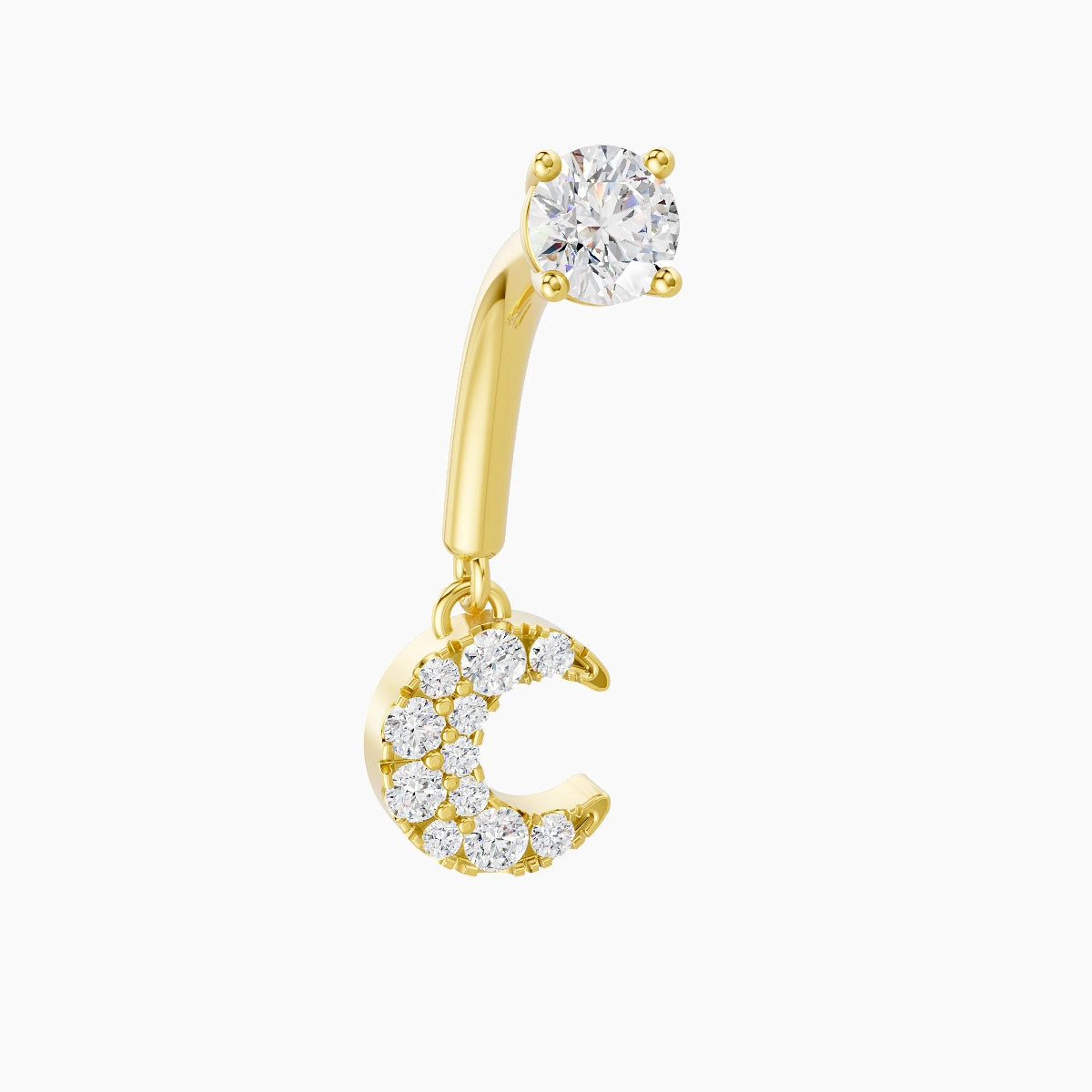 Luna | 18k Yellow Gold 8 mm Moon Diamond Rook Piercing