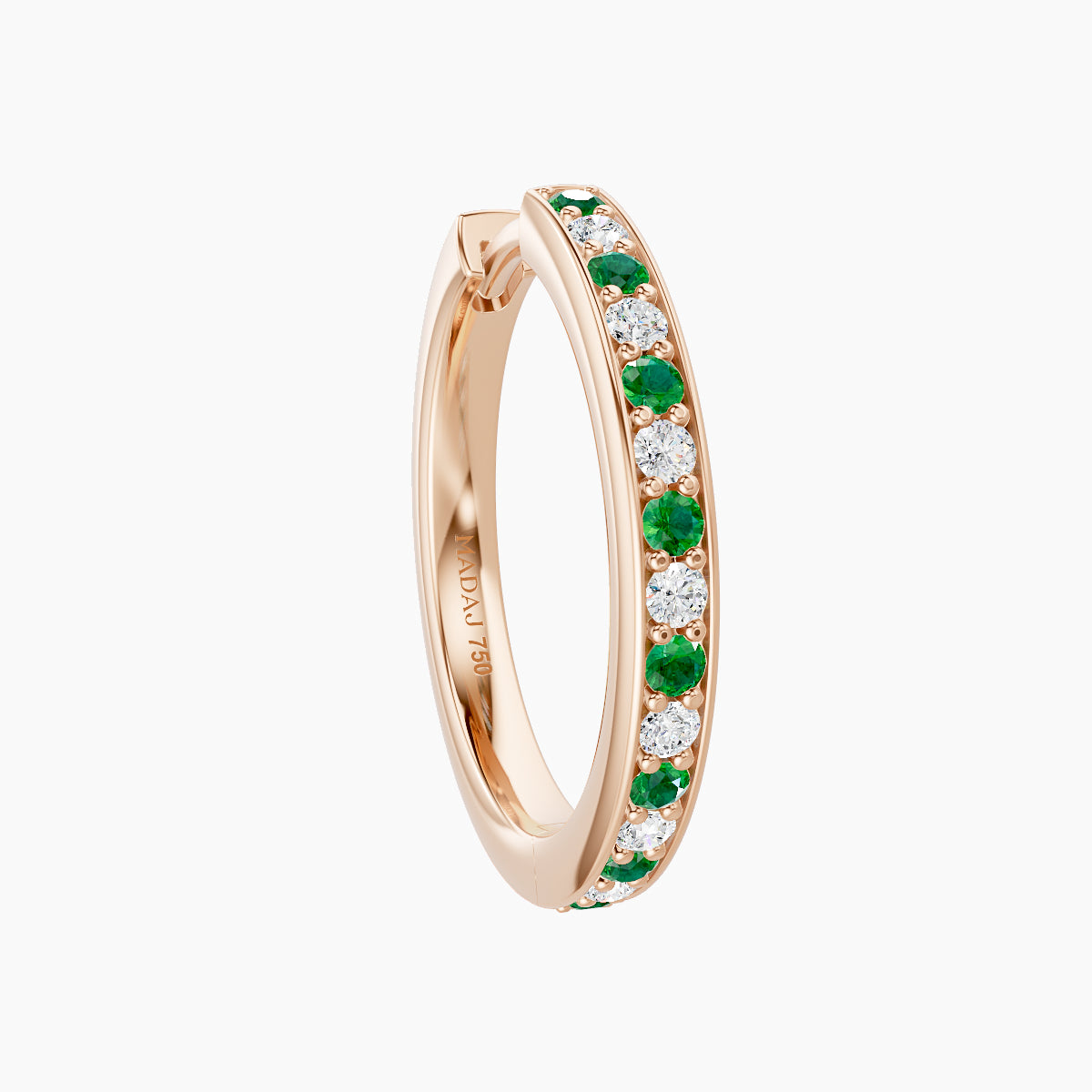 Lyssa | 18k Rose Gold 11 mm Emerald & Diamond Hoop Piercing