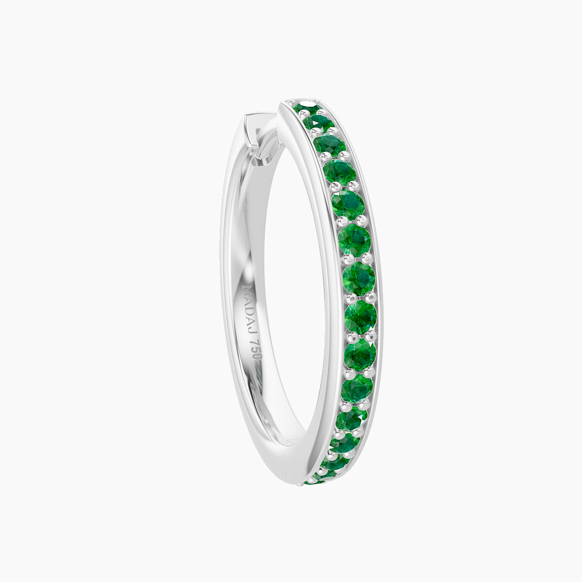 Lyssa | 18k White Gold 11 mm Emerald Hoop Piercing