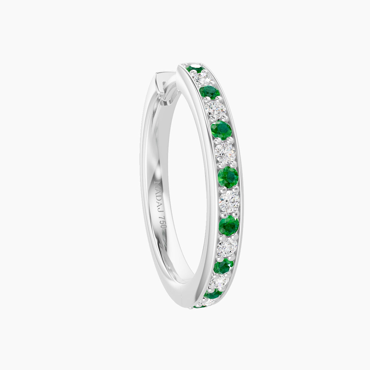 Lyssa | 18k White Gold 11 mm Emerald & Diamond Hoop Piercing