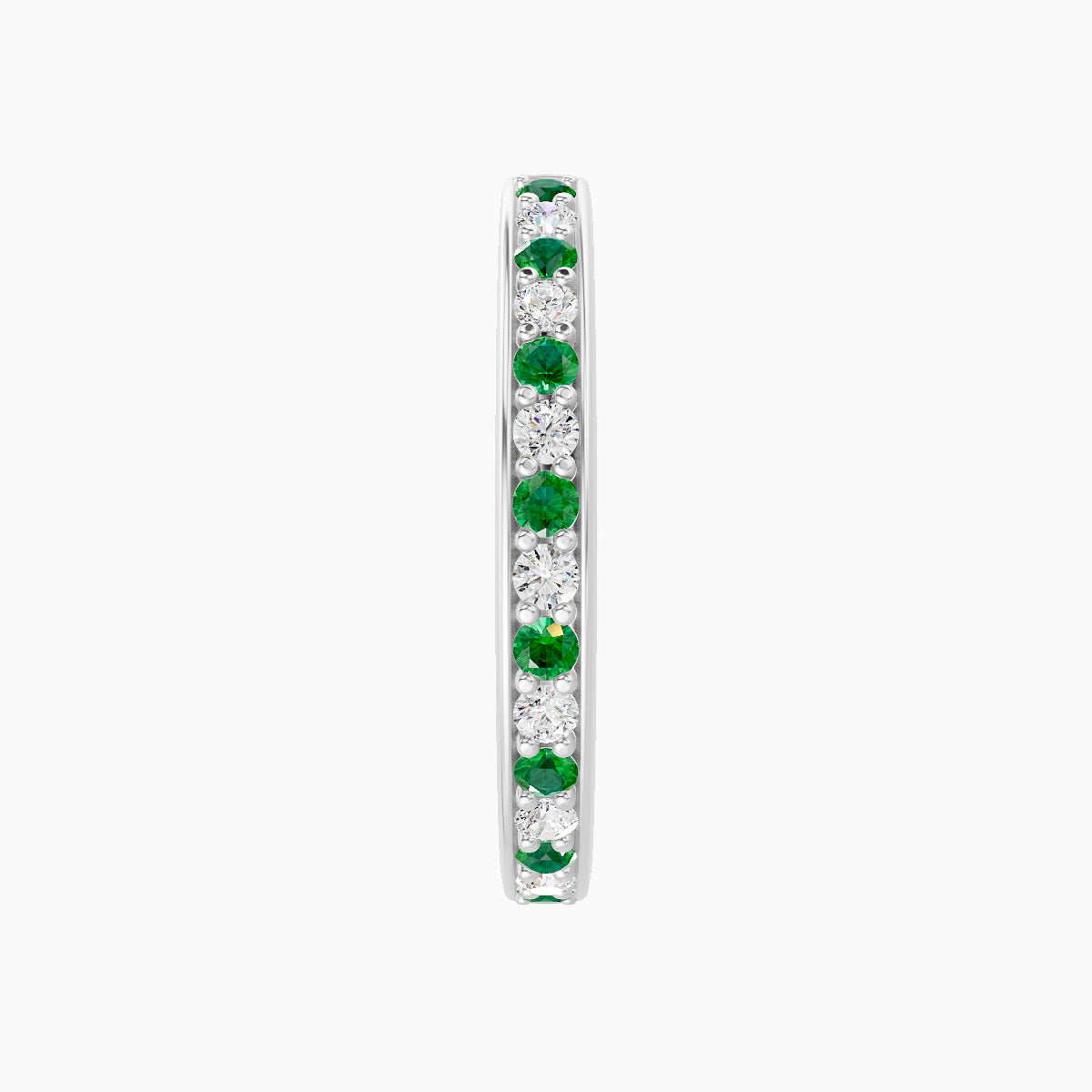 Lyssa | 18k White Gold 11 mm Emerald & Diamond Hoop Piercing