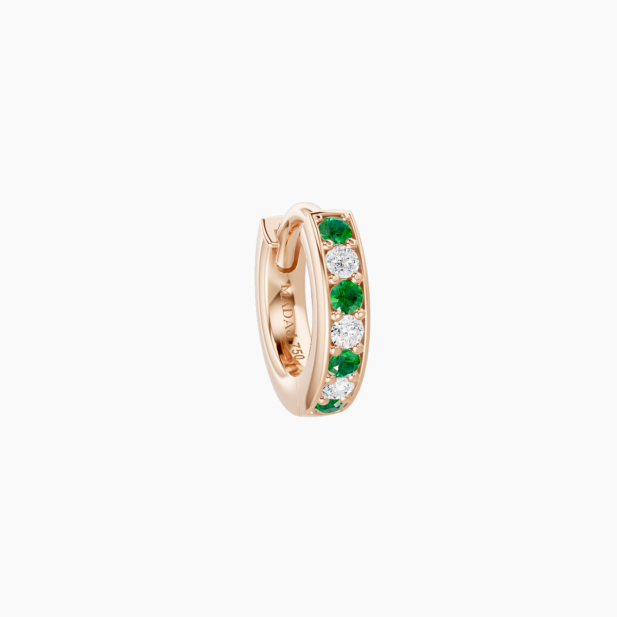 Lyssa | 18k Rose Gold 5 mm Emerald & Diamond Hoop Piercing