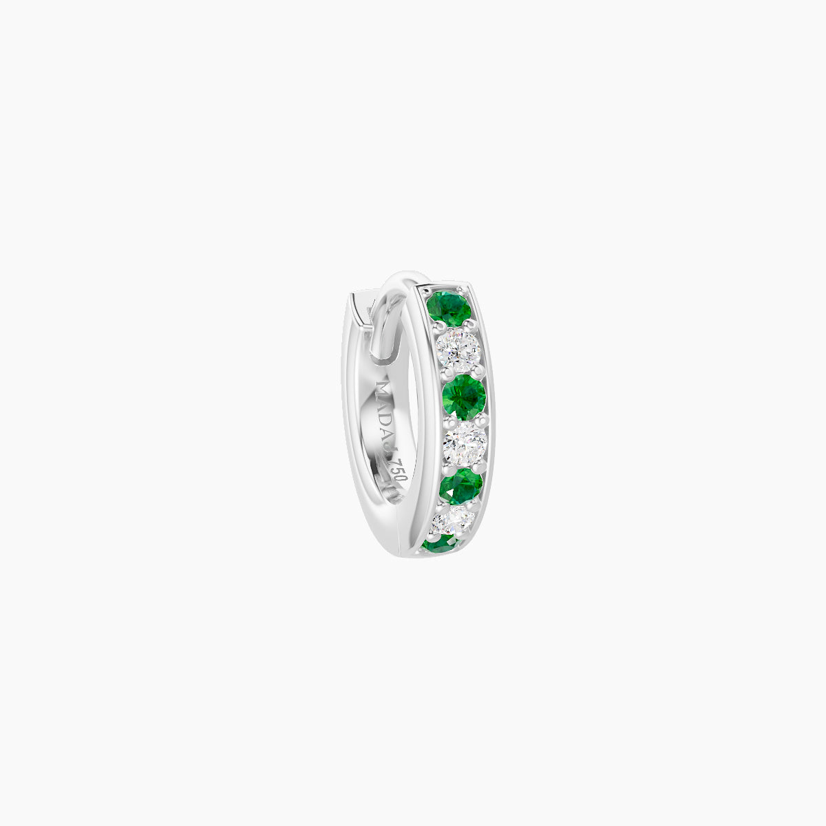 Lyssa | 18k White Gold 5 mm Emerald & Diamond Hoop Piercing