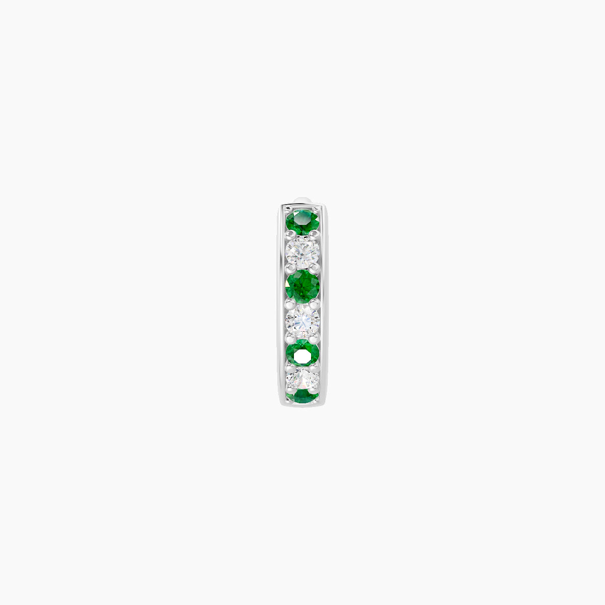 Lyssa | 18k White Gold 5 mm Emerald & Diamond Hoop Piercing