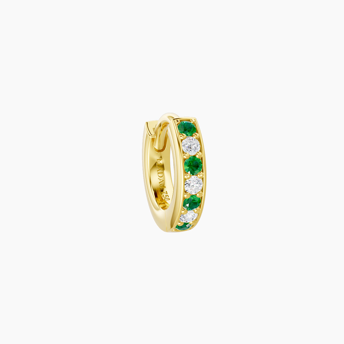 Lyssa | 18k Yellow Gold 5 mm Emerald & Diamond Hoop Piercing