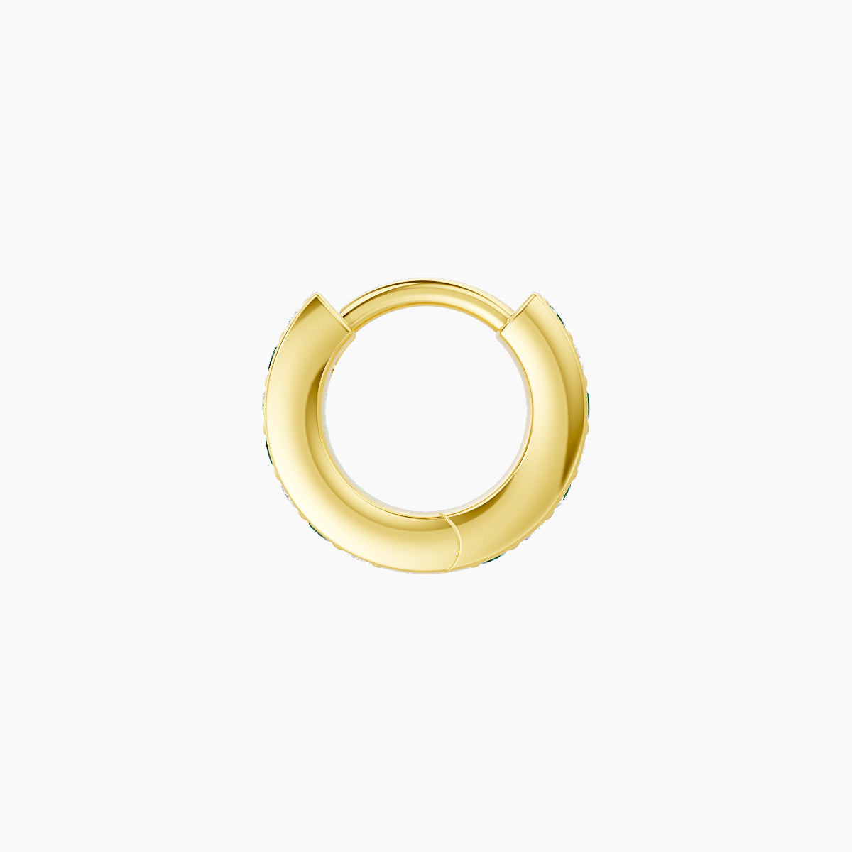 Lyssa | 18k Yellow Gold 5 mm Emerald & Diamond Hoop Piercing