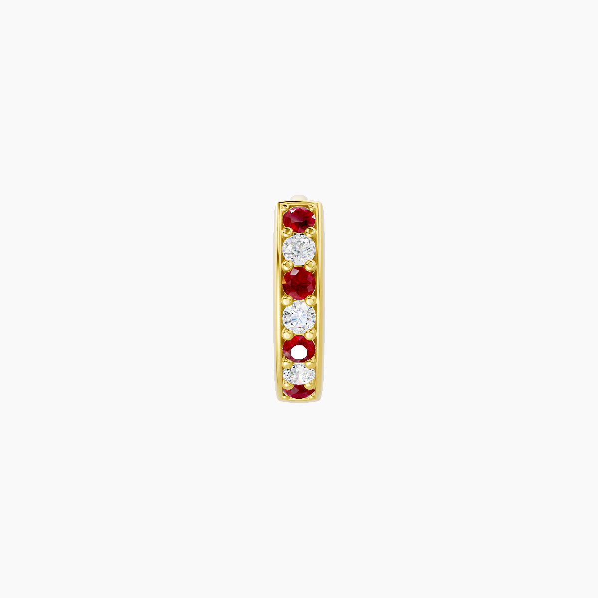 Lyssa | 18k Yellow Gold 5 mm Ruby & Diamond Hoop Piercing