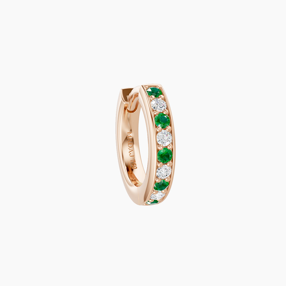 Lyssa | 18k Rose Gold 6.5 mm Emerald & Diamond Hoop Piercing