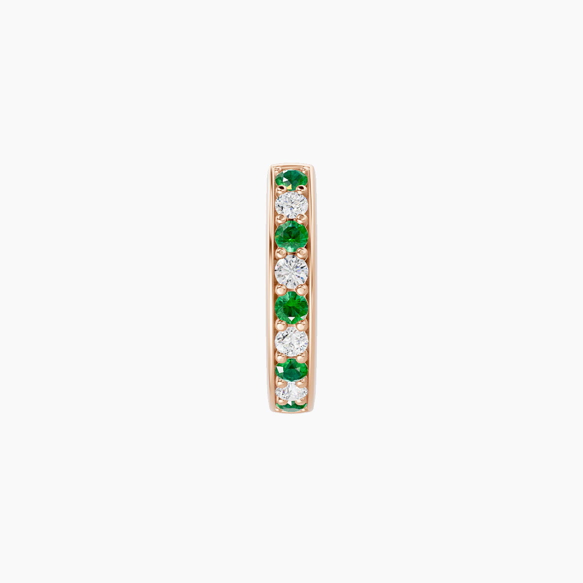 Lyssa | 18k Rose Gold 6.5 mm Emerald & Diamond Hoop Piercing