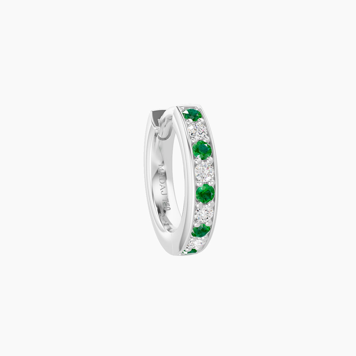 Lyssa | 18k White Gold 6.5 mm Emerald & Diamond Hoop Piercing
