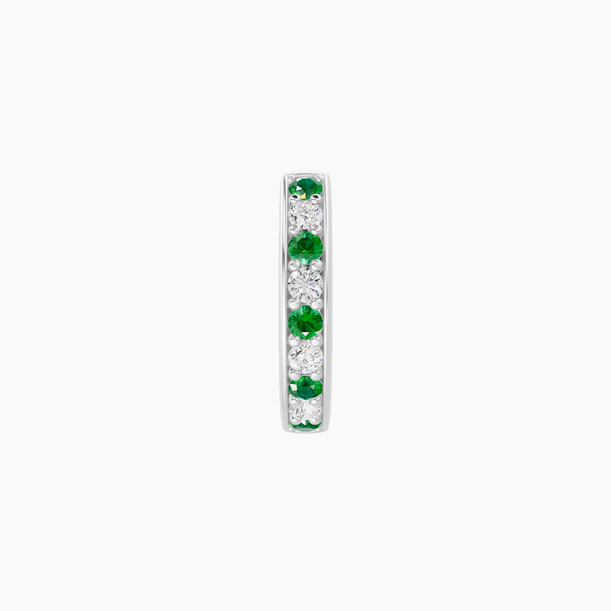 Lyssa | 18k White Gold 6.5 mm Emerald & Diamond Hoop Piercing