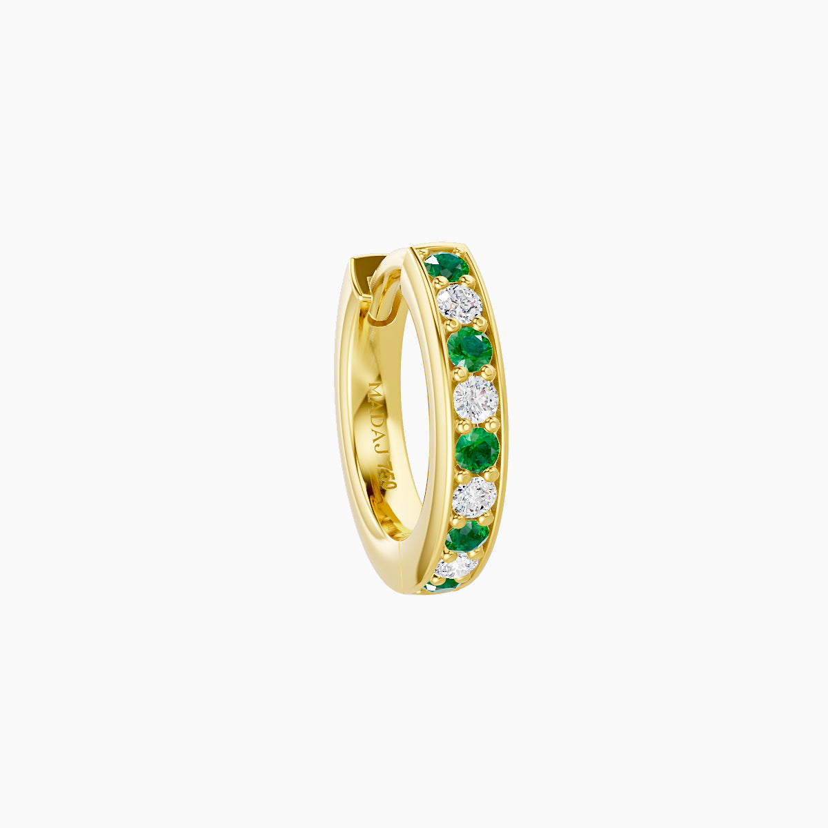 Lyssa | 18k Yellow Gold 6.5 mm Emerald & Diamond Hoop Piercing