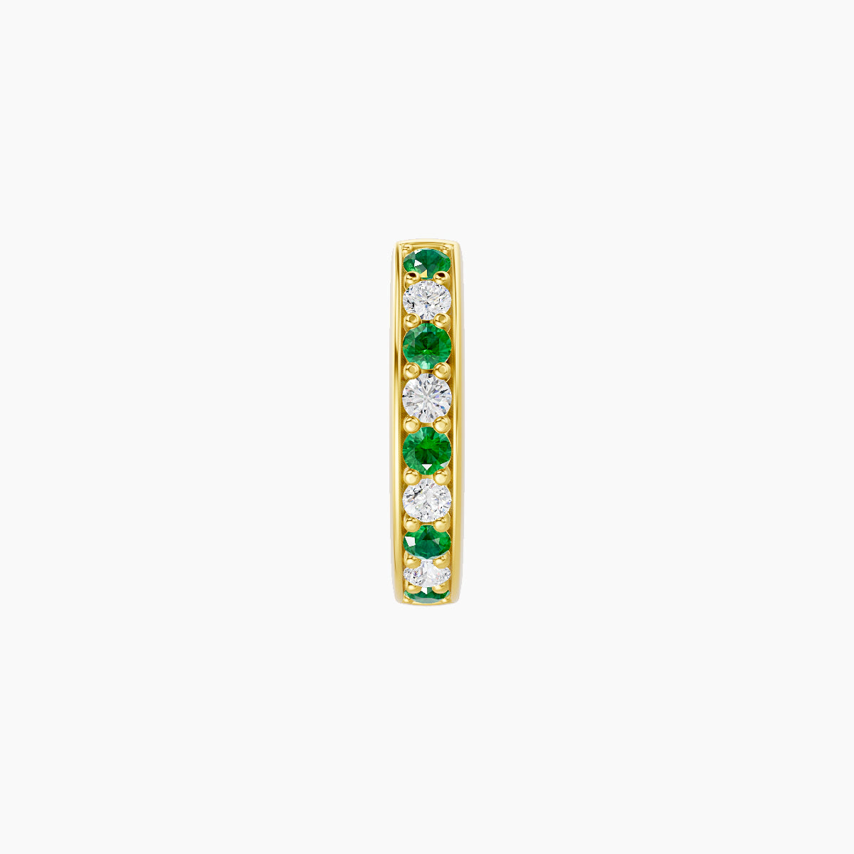 Lyssa | 18k Yellow Gold 6.5 mm Emerald & Diamond Hoop Piercing