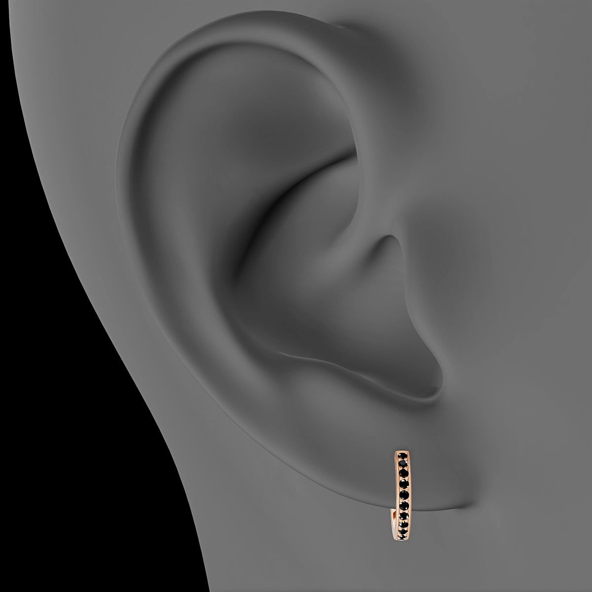 Lyssa | 18k Rose Gold 8 mm Black Diamond Hoop Piercing