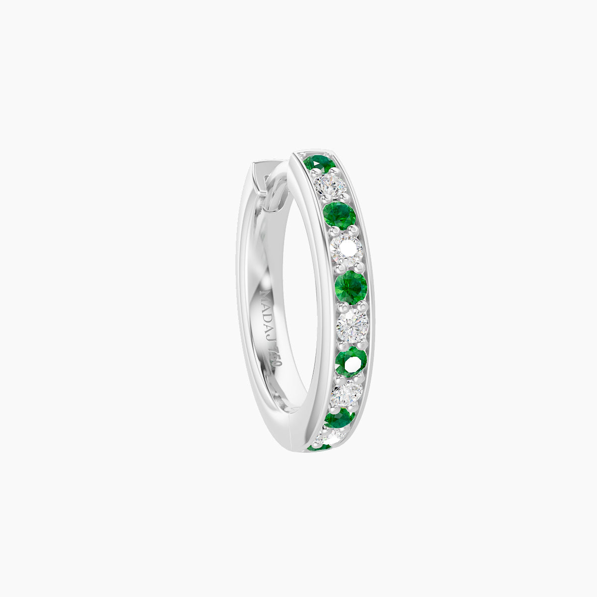 Lyssa | 18k White Gold 8 mm Emerald & Diamond Hoop Piercing