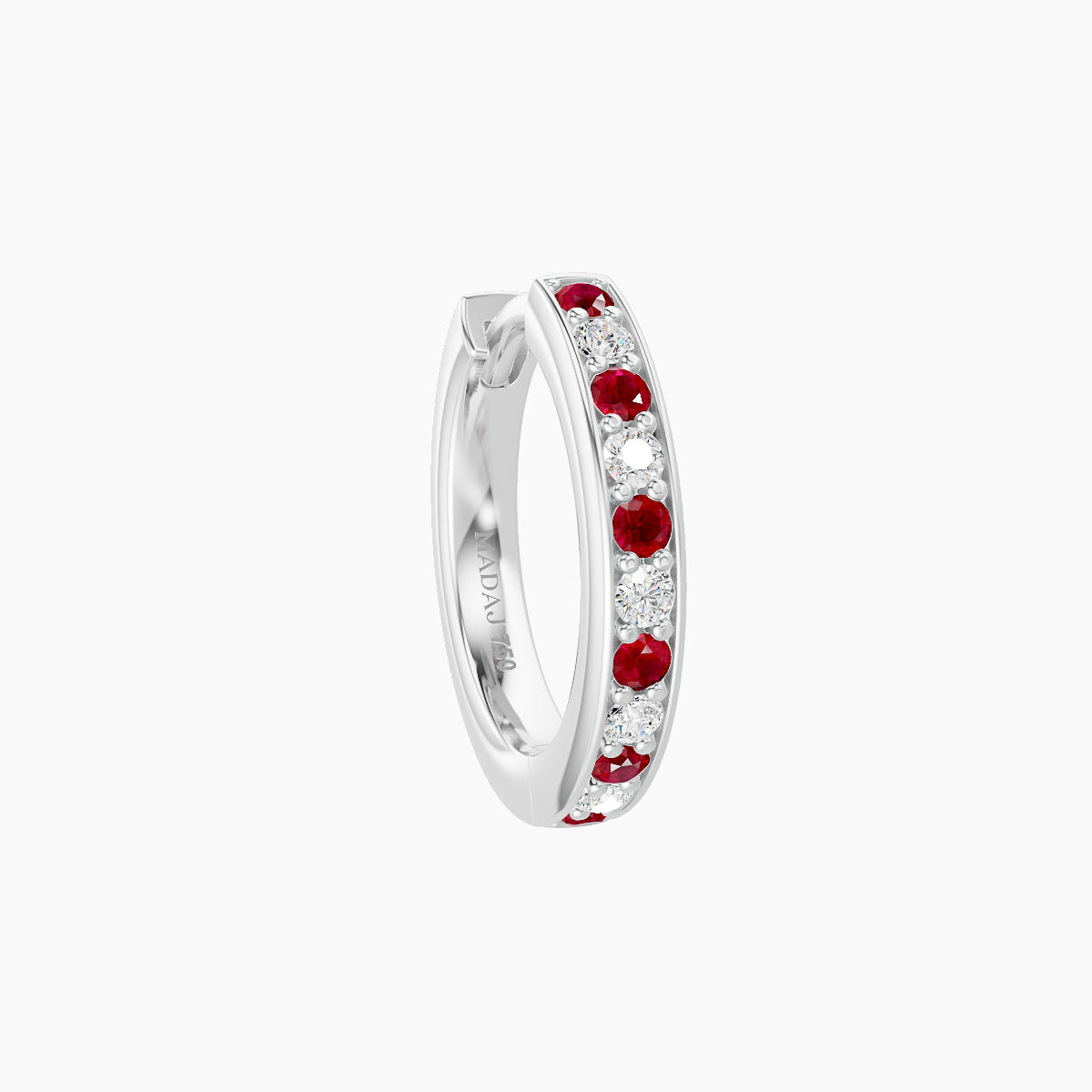 Lyssa | 18k White Gold 8 mm Ruby & Diamond Hoop Piercing