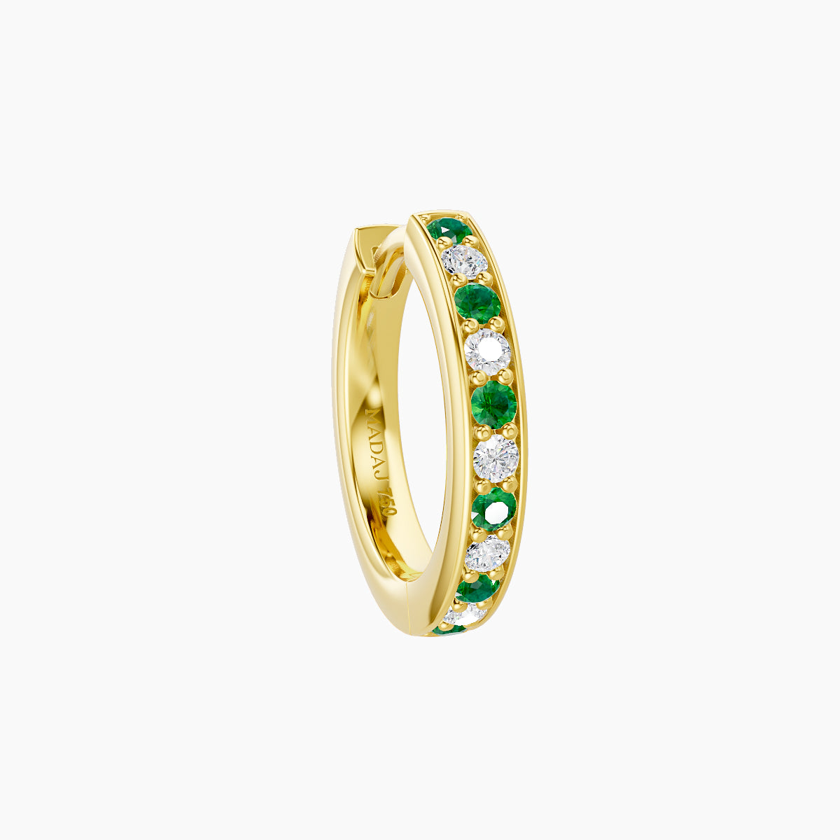 Lyssa | 18k Yellow Gold 8 mm Emerald & Diamond Hoop Piercing