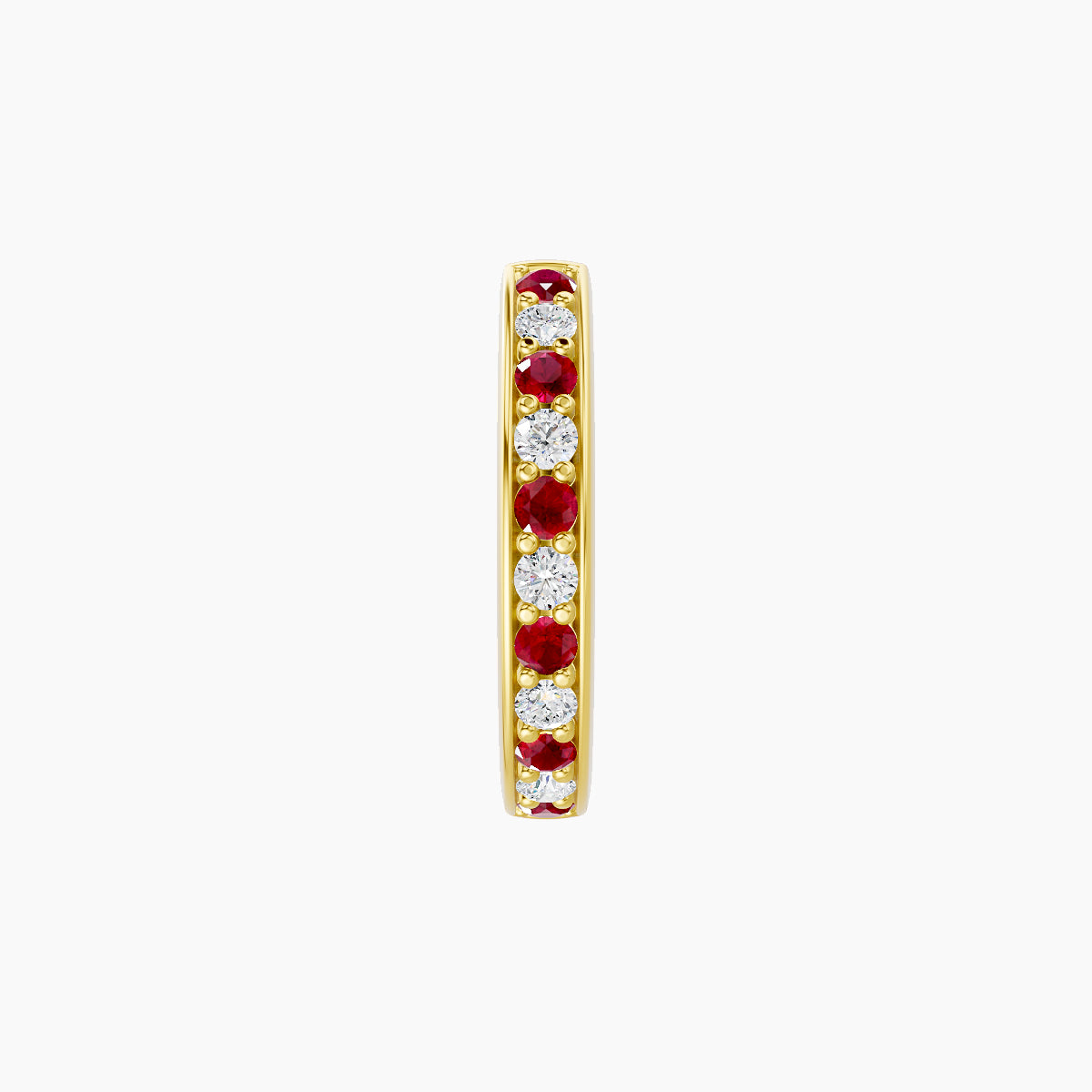 Lyssa | 18k Yellow Gold 8 mm Ruby & Diamond Hoop Piercing