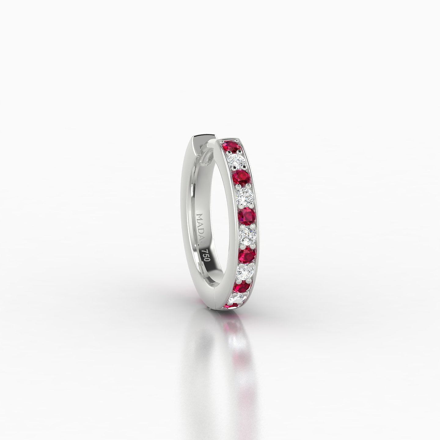 Lyssa | 18k White Gold 8 mm Ruby & Diamond Hoop Piercing