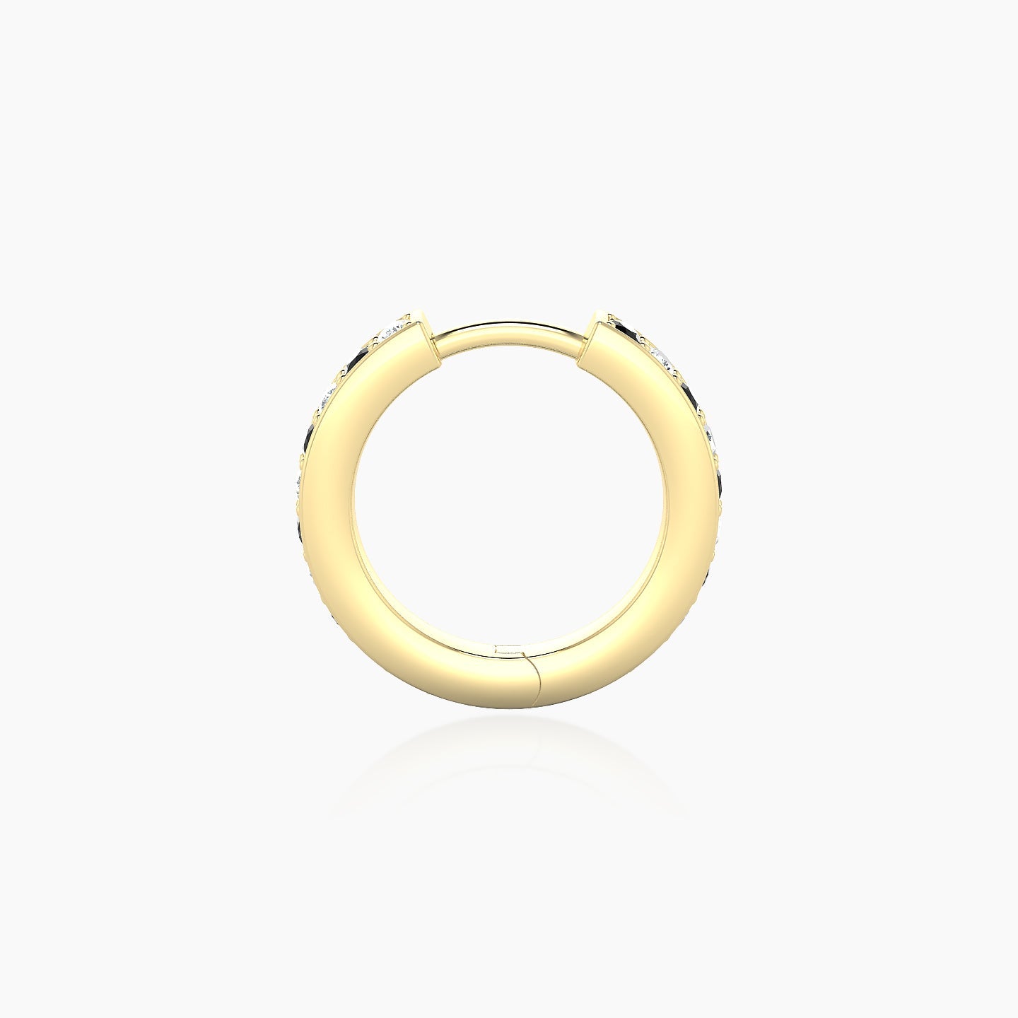 Lyssa | 18k Yellow Gold 8 mm Black Diamond & Diamond Hoop Piercing