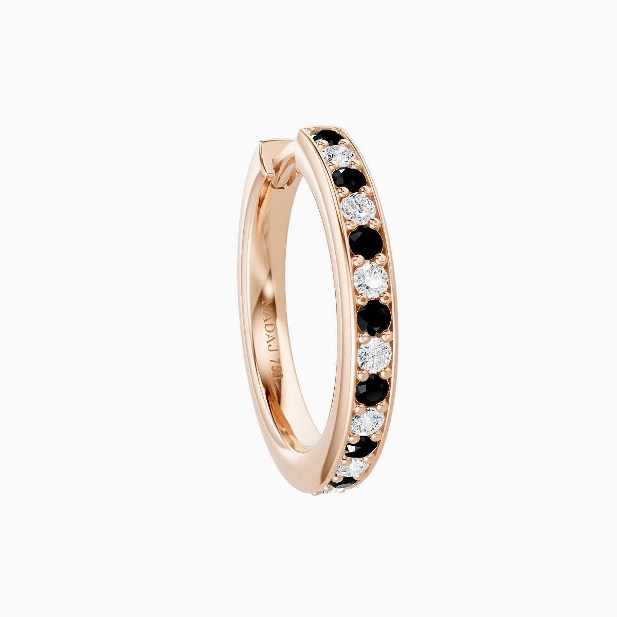 Lyssa | 18k Rose Gold 9.5 mm Black Diamond & Diamond Hoop Piercing