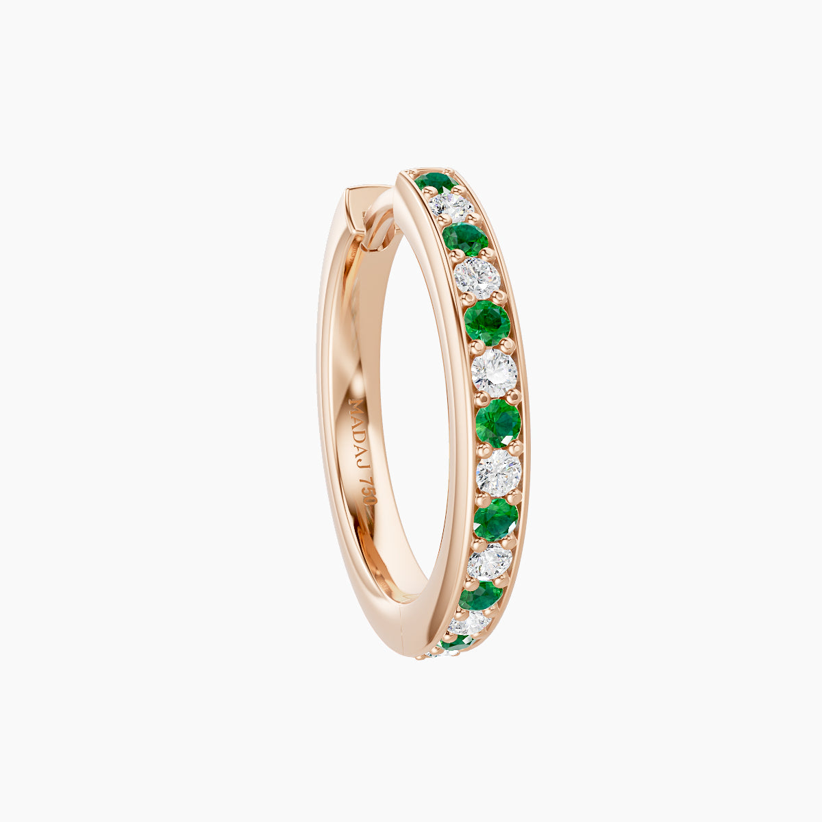 Lyssa | 18k Rose Gold 9.5 mm Emerald & Diamond Hoop Piercing