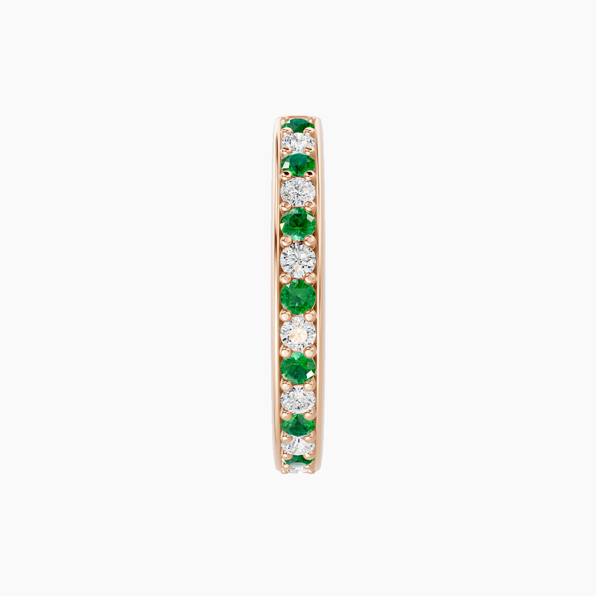 Lyssa | 18k Rose Gold 9.5 mm Emerald & Diamond Hoop Piercing
