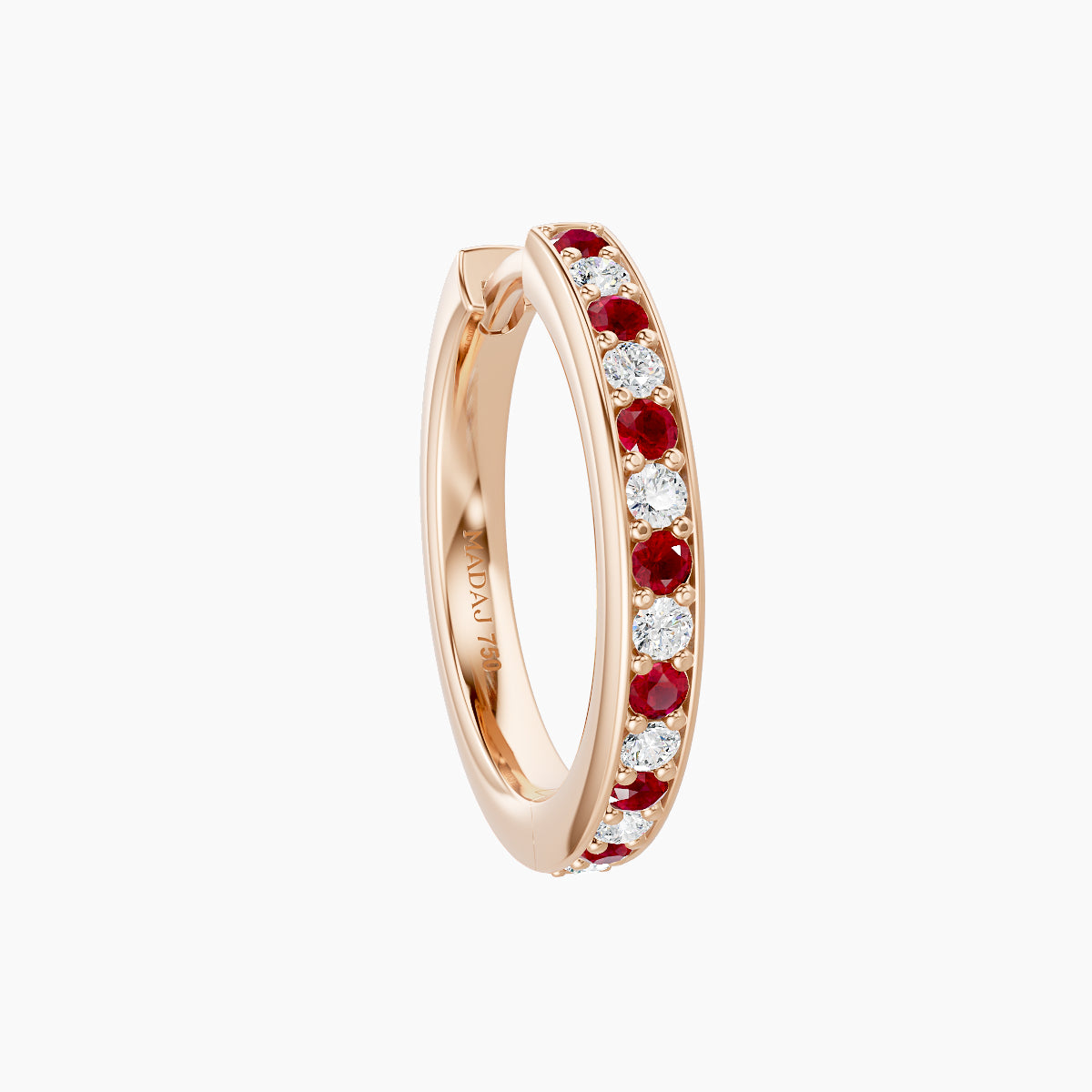 Lyssa | 18k Rose Gold 9.5 mm Ruby & Diamond Hoop Piercing