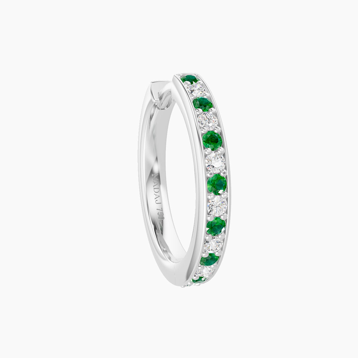 Lyssa | 18k White Gold 9.5 mm Emerald & Diamond Hoop Piercing