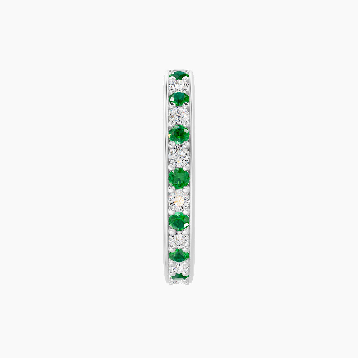 Lyssa | 18k White Gold 9.5 mm Emerald & Diamond Hoop Piercing