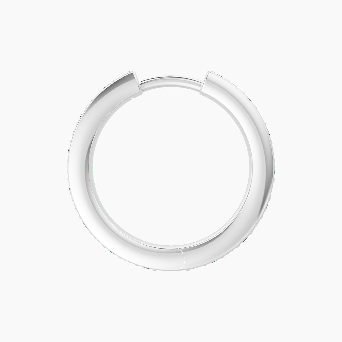 Lyssa | 18k White Gold 9.5 mm Emerald & Diamond Hoop Piercing