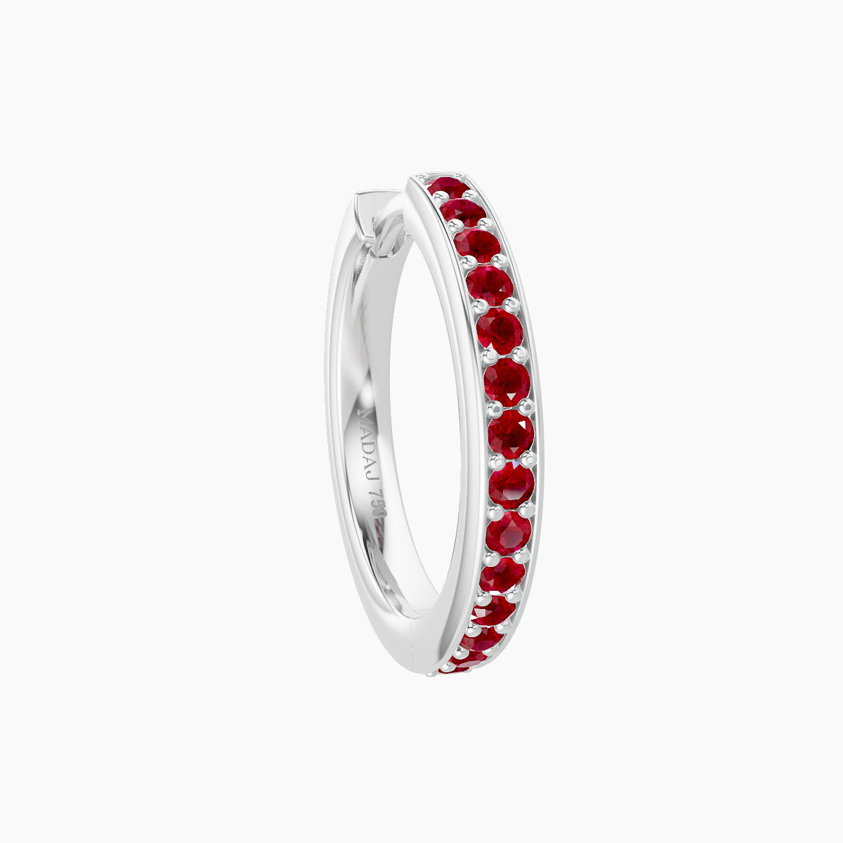 Lyssa | 18k White Gold 9.5 mm Ruby Hoop Piercing