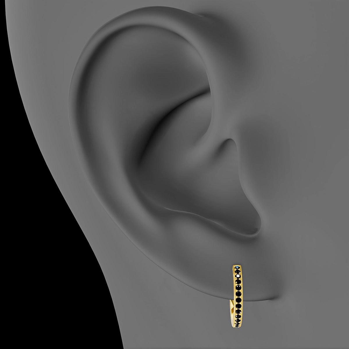 Lyssa | 18k Yellow Gold 9.5 mm Black Diamond Hoop Piercing