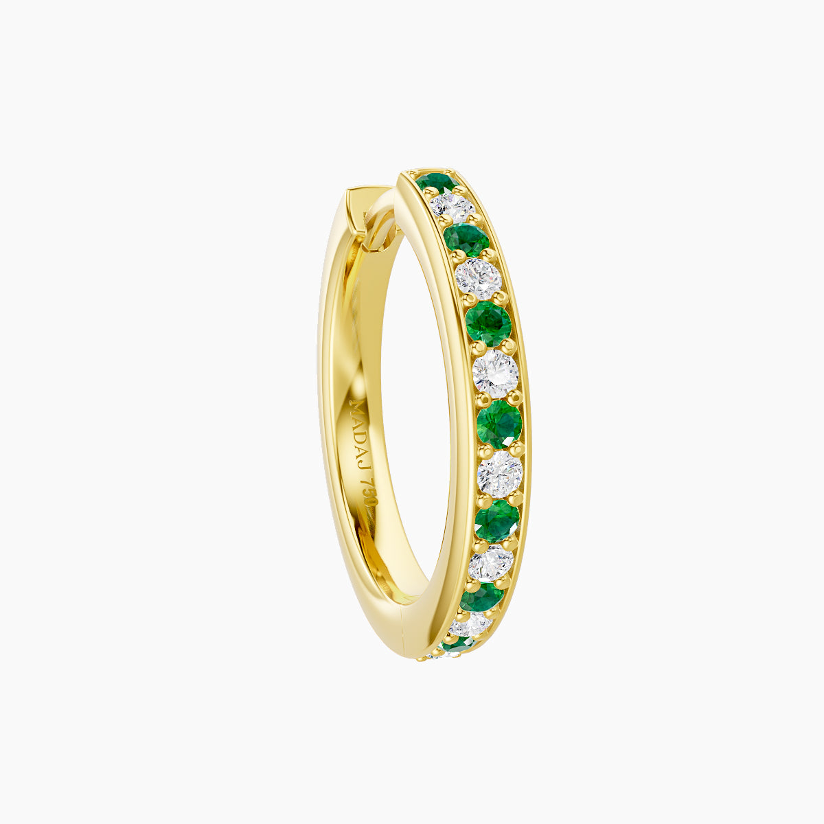 Lyssa | 18k Yellow Gold 9.5 mm Emerald & Diamond Hoop Piercing