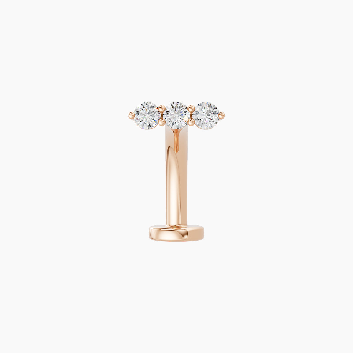 Ma'at | 18k Rose Gold 6.5 mm 10 mm Trilogy Diamond Floating Navel Piercing