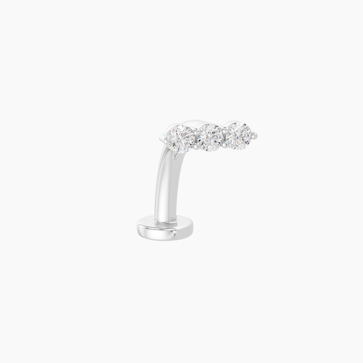 Ma'at | 18k White Gold 6.5 mm 10 mm Trilogy Diamond Floating Navel Piercing