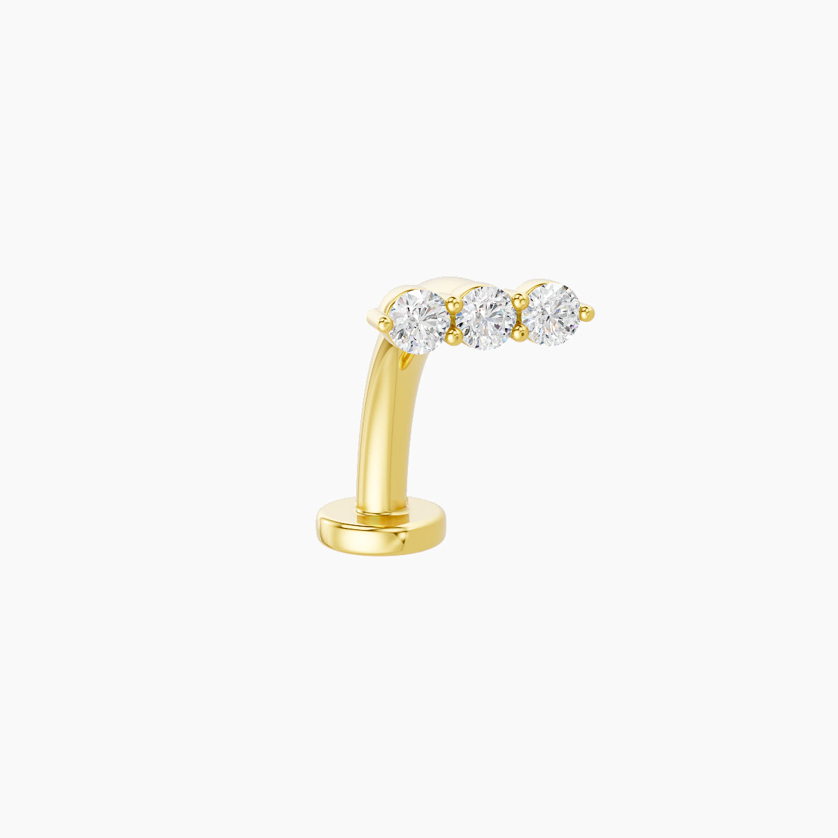 Ma'at | 18k Yellow Gold 6.5 mm 10 mm Trilogy Diamond Floating Navel Piercing