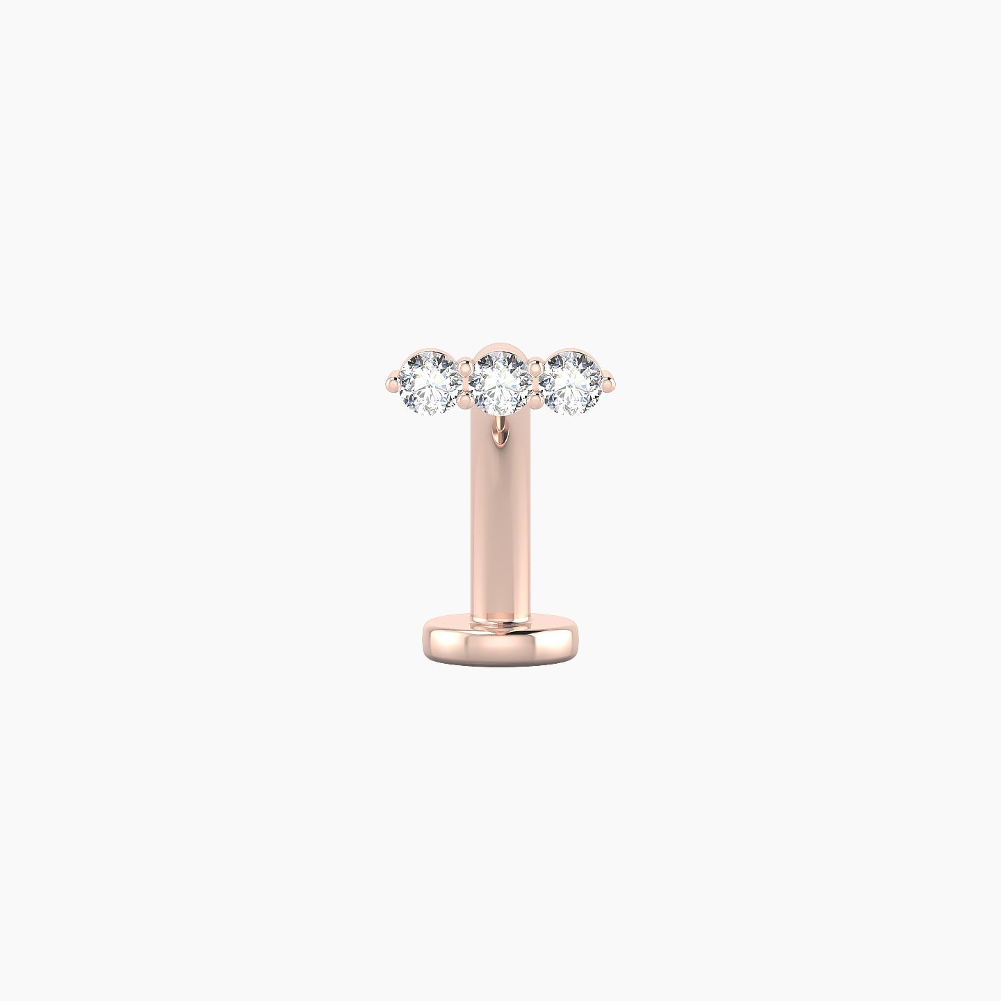 Ma'at | 18k Rose Gold 6.5 mm 10 mm Trilogy Diamond Floating Navel Piercing
