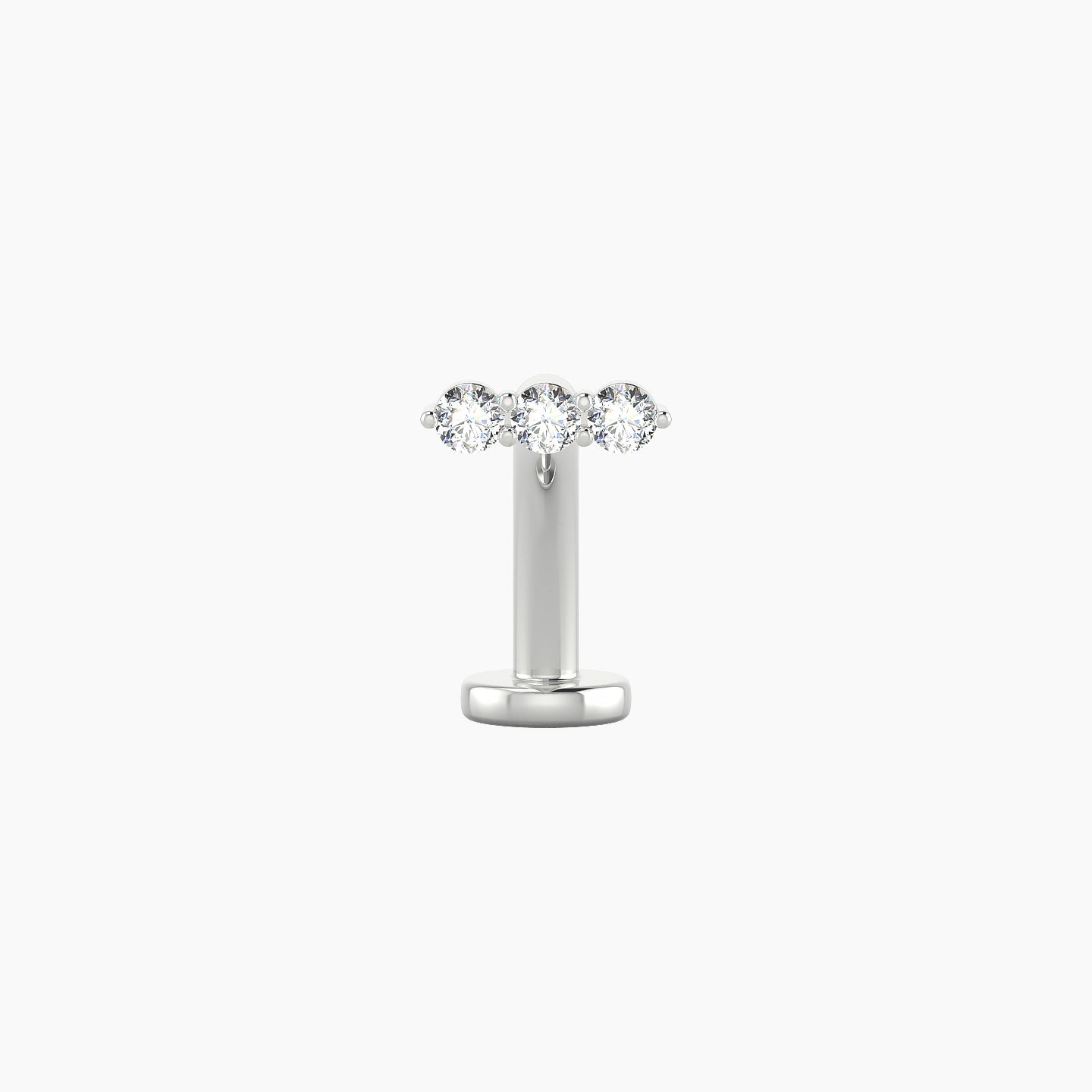 Ma'at | 18k White Gold 6.5 mm 10 mm Trilogy Diamond Floating Navel Piercing