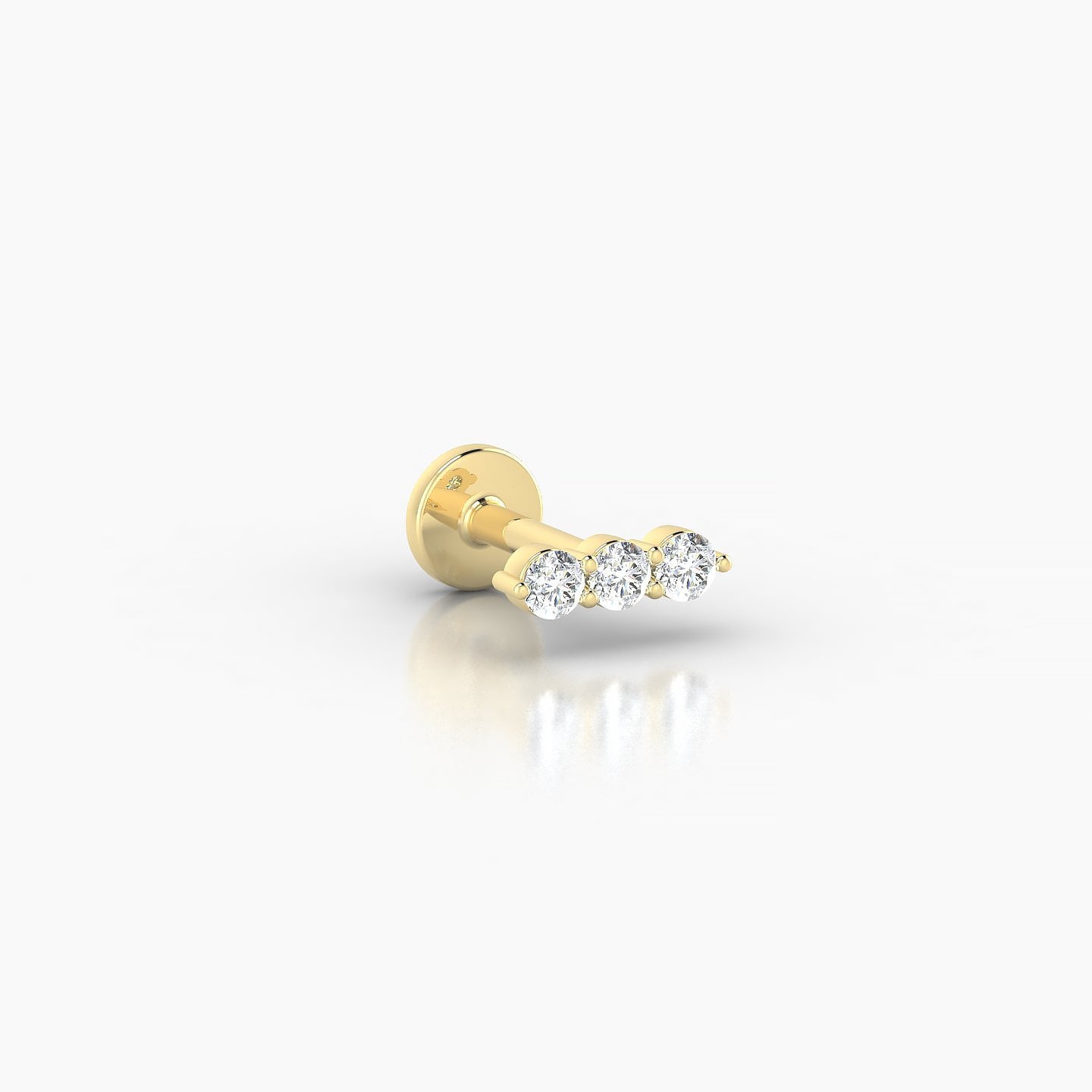 Ma'at | 18k Yellow Gold 6.5 mm 5 mm Trilogy Diamond Piercing
