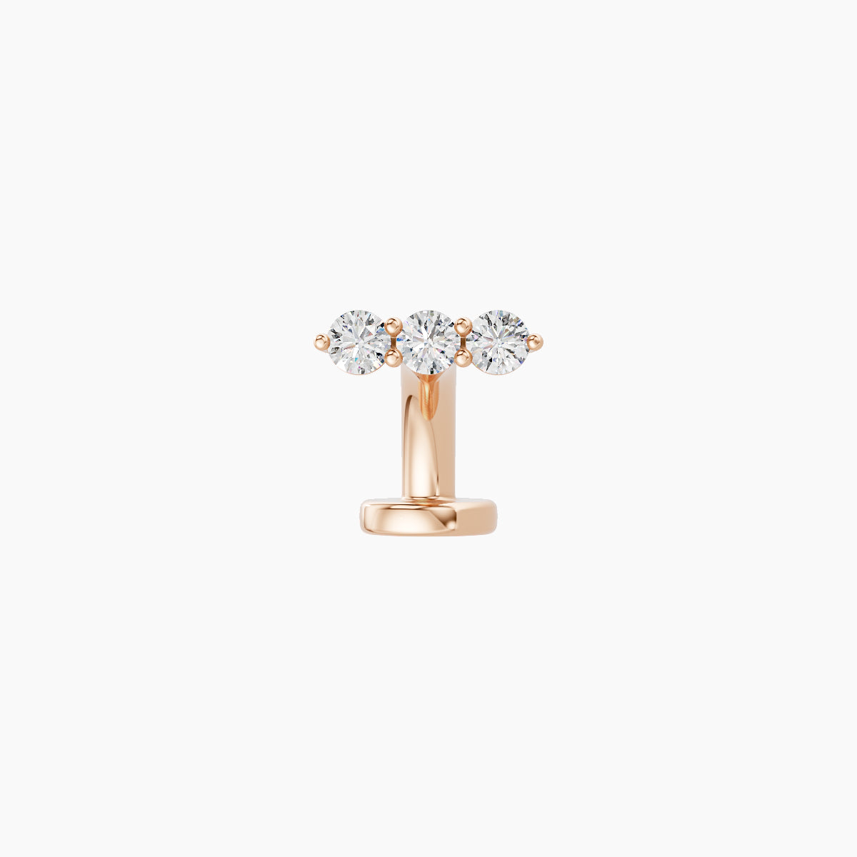 Ma'at | 18k Rose Gold 6.5 mm 6 mm Trilogy Diamond Floating Navel Piercing