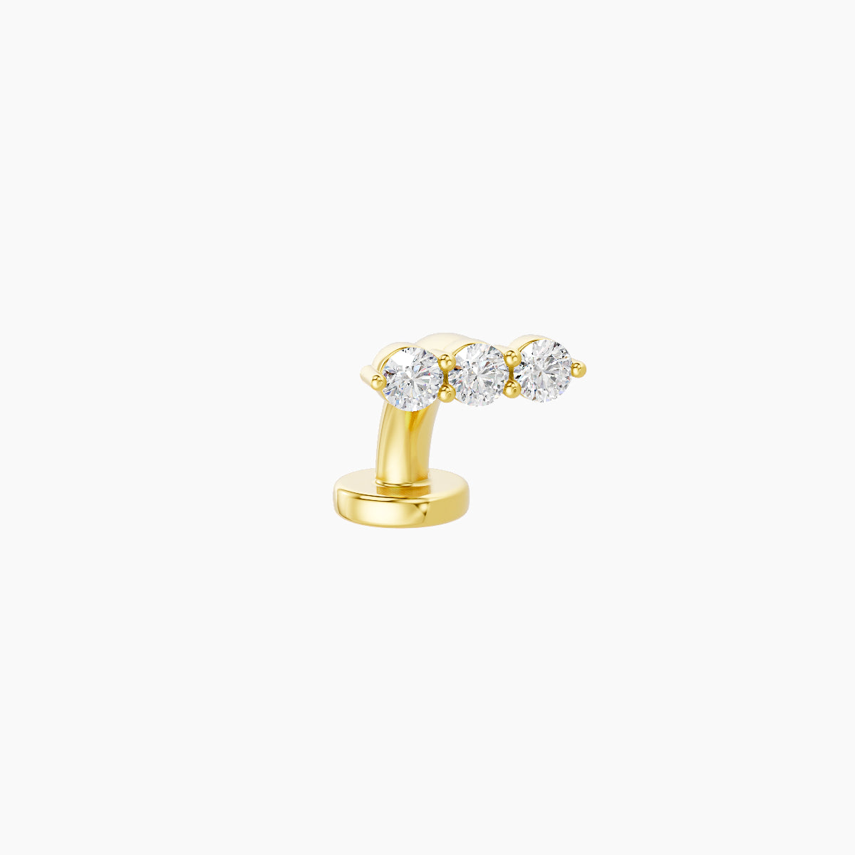 Ma'at | 18k Yellow Gold 6.5 mm 6 mm Trilogy Diamond Floating Navel Piercing