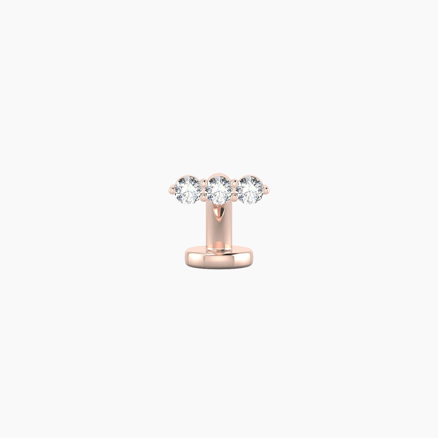 Ma'at | 18k Rose Gold 6.5 mm 6 mm Trilogy Diamond Floating Navel Piercing