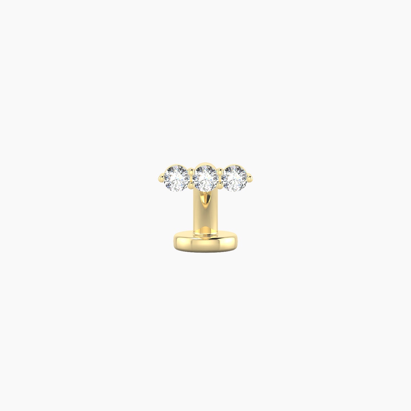 Ma'at | 18k Yellow Gold 6.5 mm 6 mm Trilogy Diamond Floating Navel Piercing