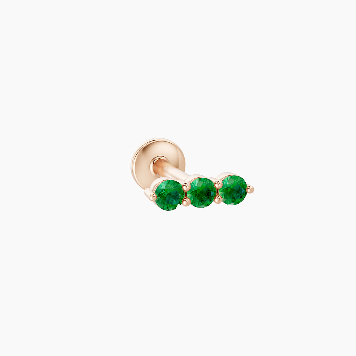 Ma'at | 18k Rose Gold 6.5 mm 6.5 mm Trilogy Emerald Piercing