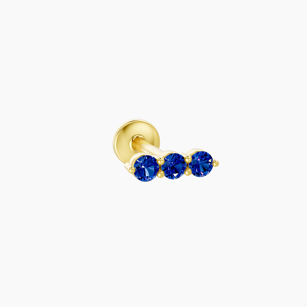 Ma'at | 18k Yellow Gold 6.5 mm 6.5 mm Trilogy Sapphire Piercing