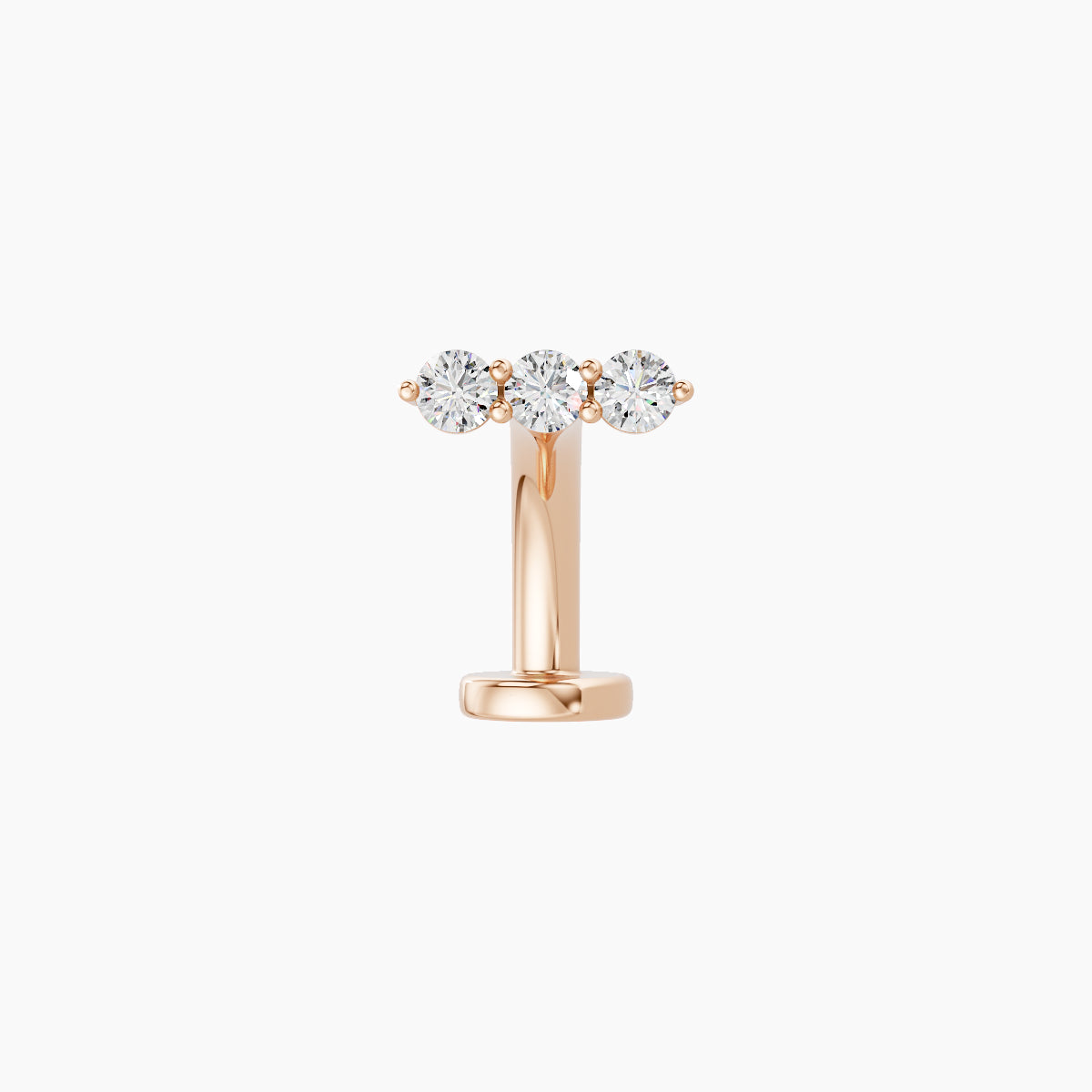 Ma'at | 18k Rose Gold 6.5 mm 8 mm Trilogy Diamond Floating Navel Piercing