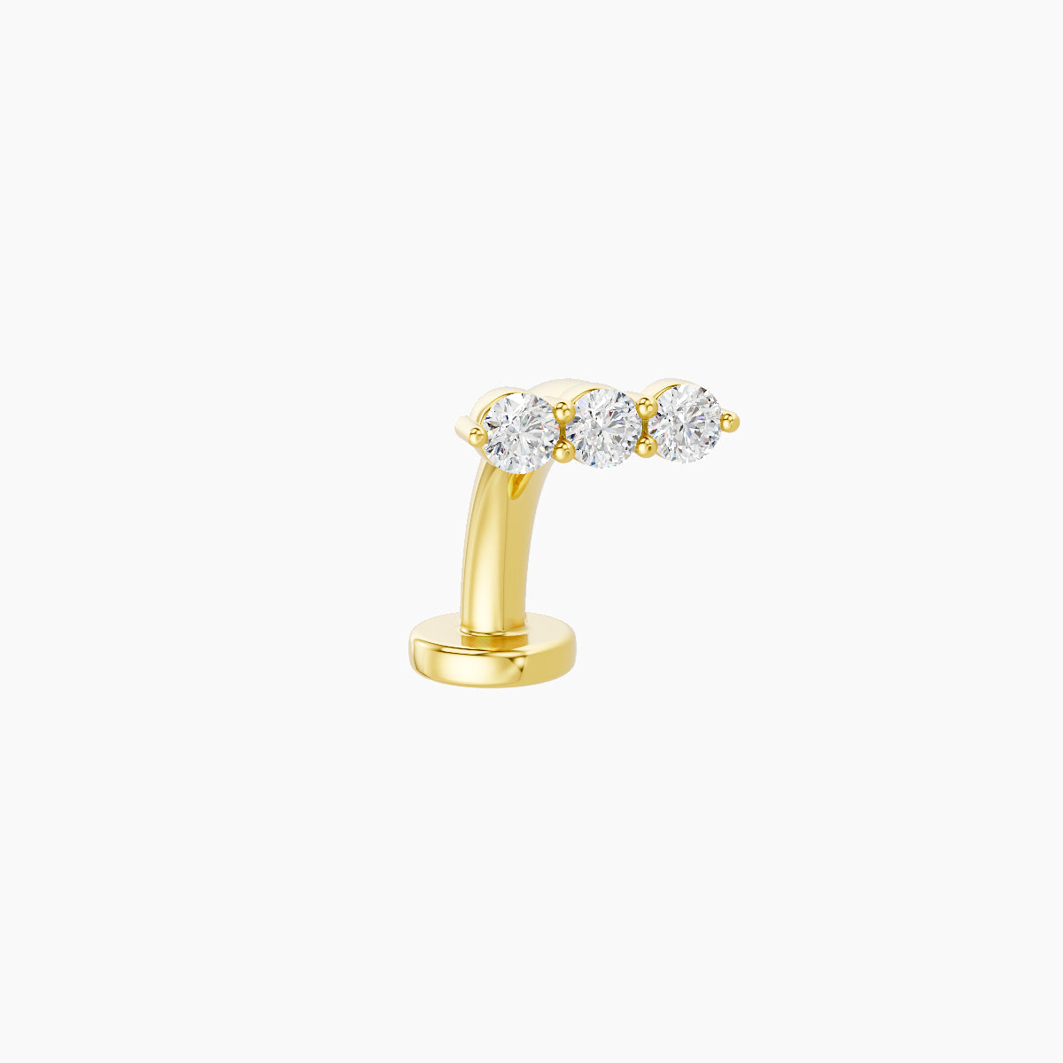 Ma'at | 18k Yellow Gold 6.5 mm 8 mm Trilogy Diamond Floating Navel Piercing