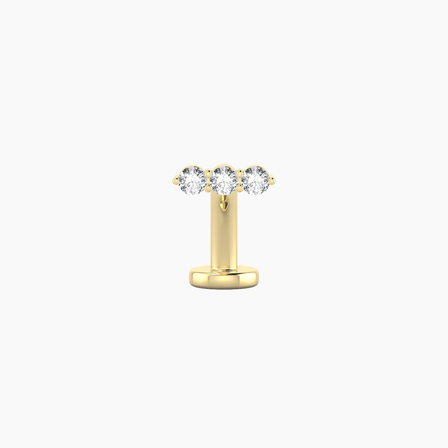Ma'at | 18k Yellow Gold 6.5 mm 8 mm Trilogy Diamond Floating Navel Piercing